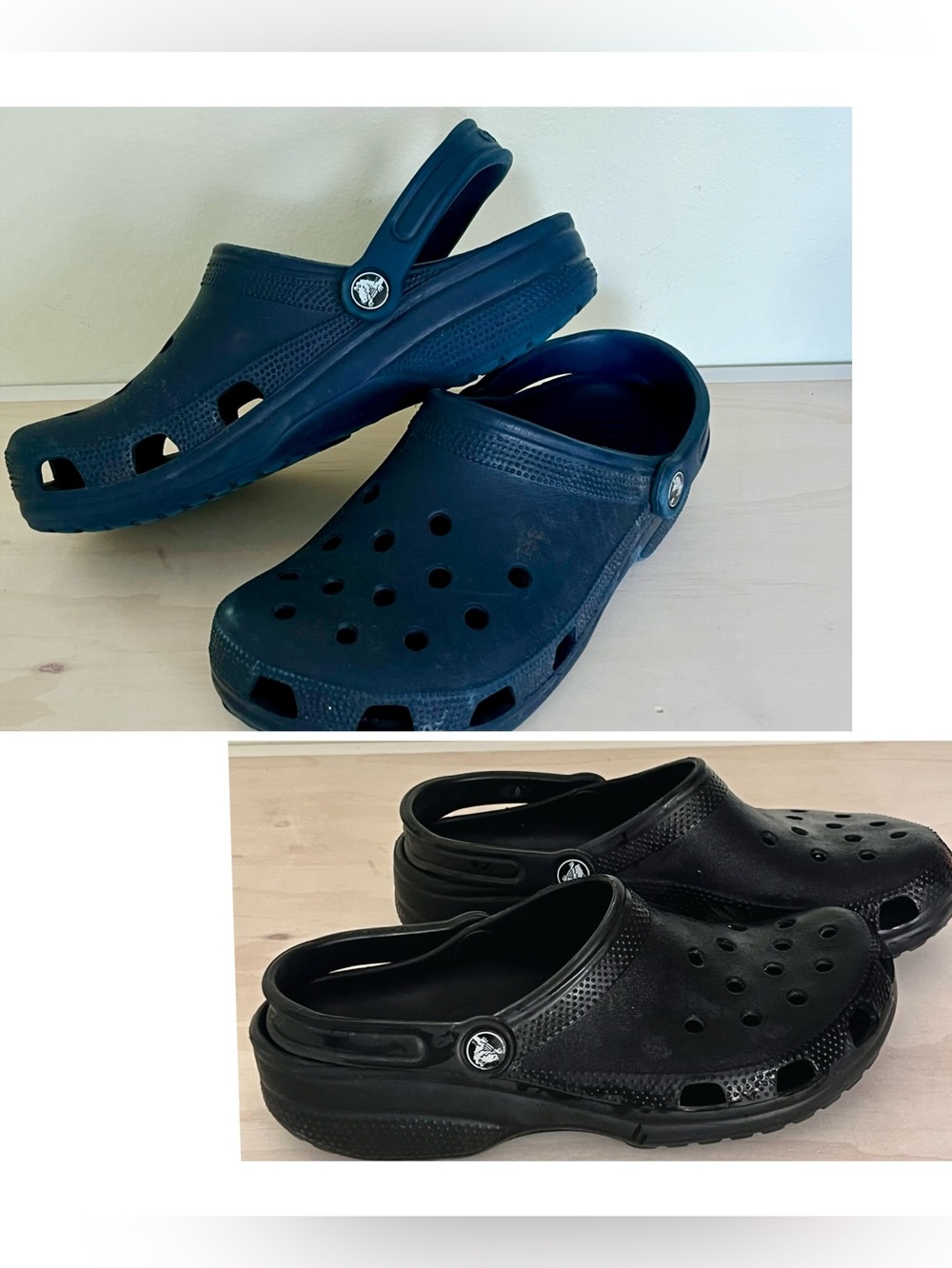 Classic authentic Crocs Clogs 2 pairs Navy Black Sz M 7 - W 9 used